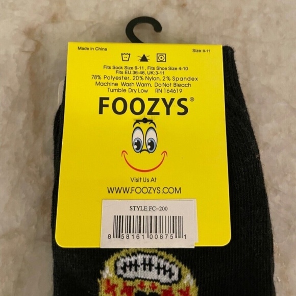Foozys Womens Crew Socks: Day of the Dead Skulls; Black; Women's Size 9-11 - Picture 3 of 3